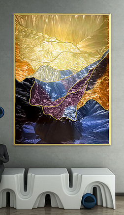 现代装饰画山水画抽象珐琅彩挂画客厅玄关装饰画
