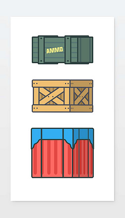 矢量卡通简笔画插画|卡通矢量物资空投弹药箱
