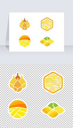 黄色矢量粮油米业logo标识几何图形