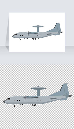 中国简笔画插画|卡通矢量飞机预警机空警500