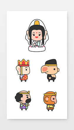 唐僧插画|卡通矢量q版西游记唐僧观音孙悟空猪八戒