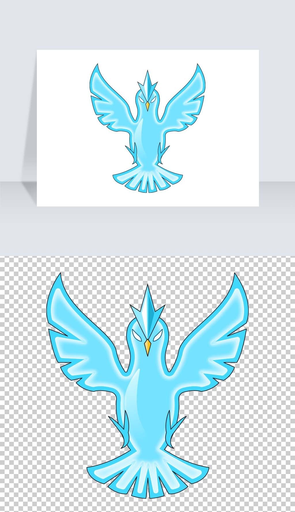 卡通矢量冰凤凰冰雕鸟