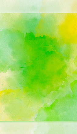 手绘黄绿夏日晕染渐变水彩