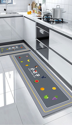 现代北欧简约卡通硅藻泥轻奢厨房地毯创意地垫