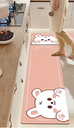 卡通北欧简约复古美式现代厨房地垫脚垫兔子地毯