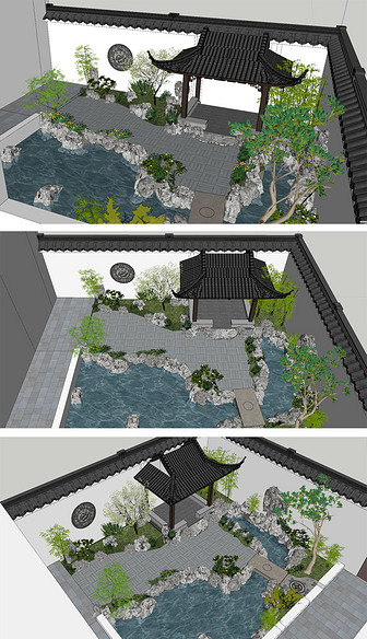 中式古典庭院SU模型