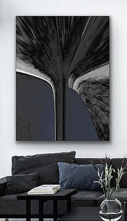 客厅 时尚 装饰画装饰画|宇宙风之波黑白抽象现代家居客厅时尚装饰画