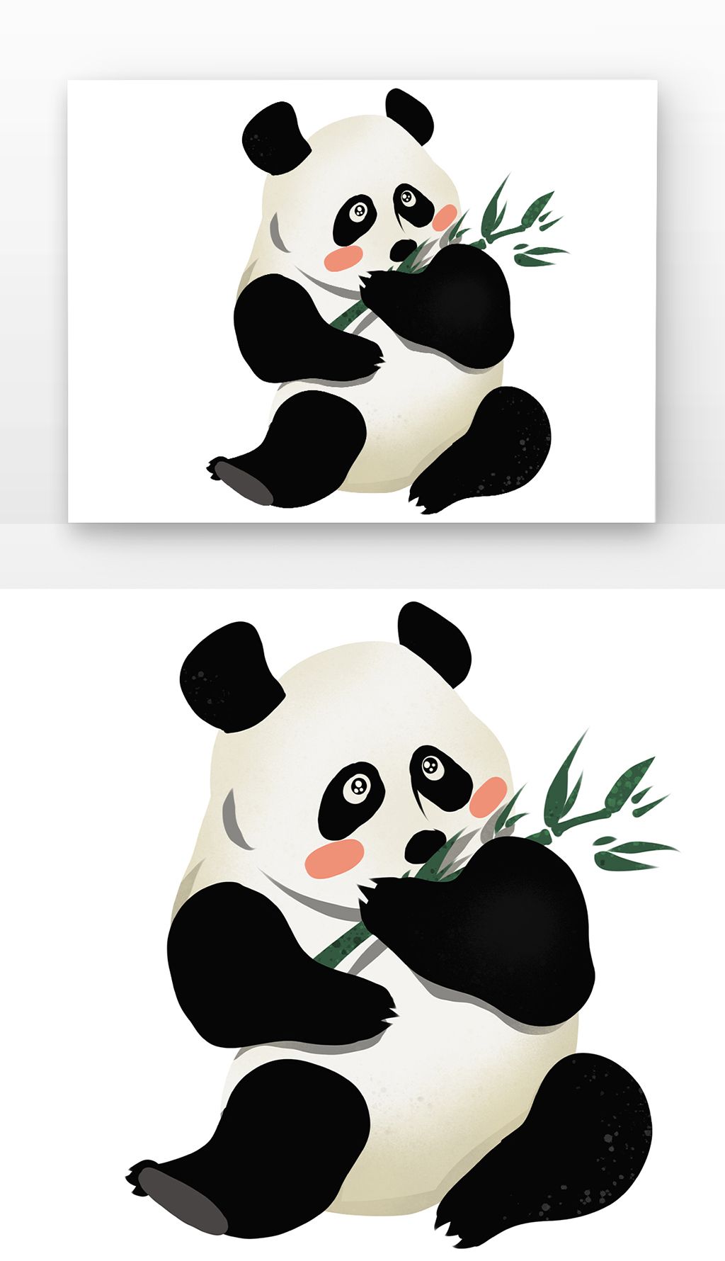 扁平抱着吃竹子可爱熊猫