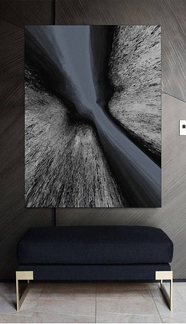 夜幕下河流黑白抽象艺术家灵感冷色调装饰画