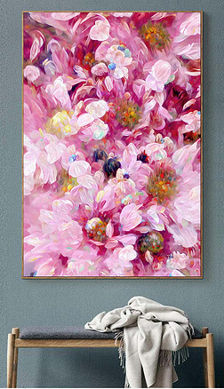 手绘简约花卉油画唯美现代玄关装饰画风景画