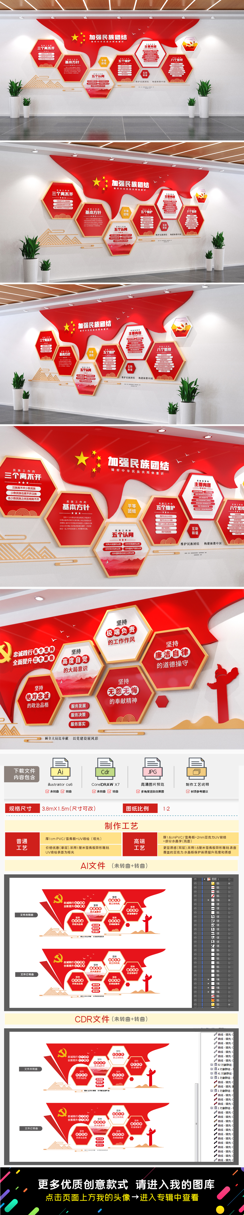 民族团结文化墙民族工作文化墙党建文化墙