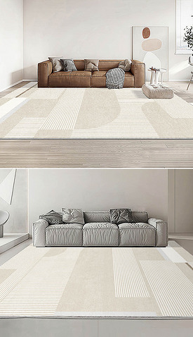 现代轻奢极简灰色几何唯美客厅卧室床边地毯