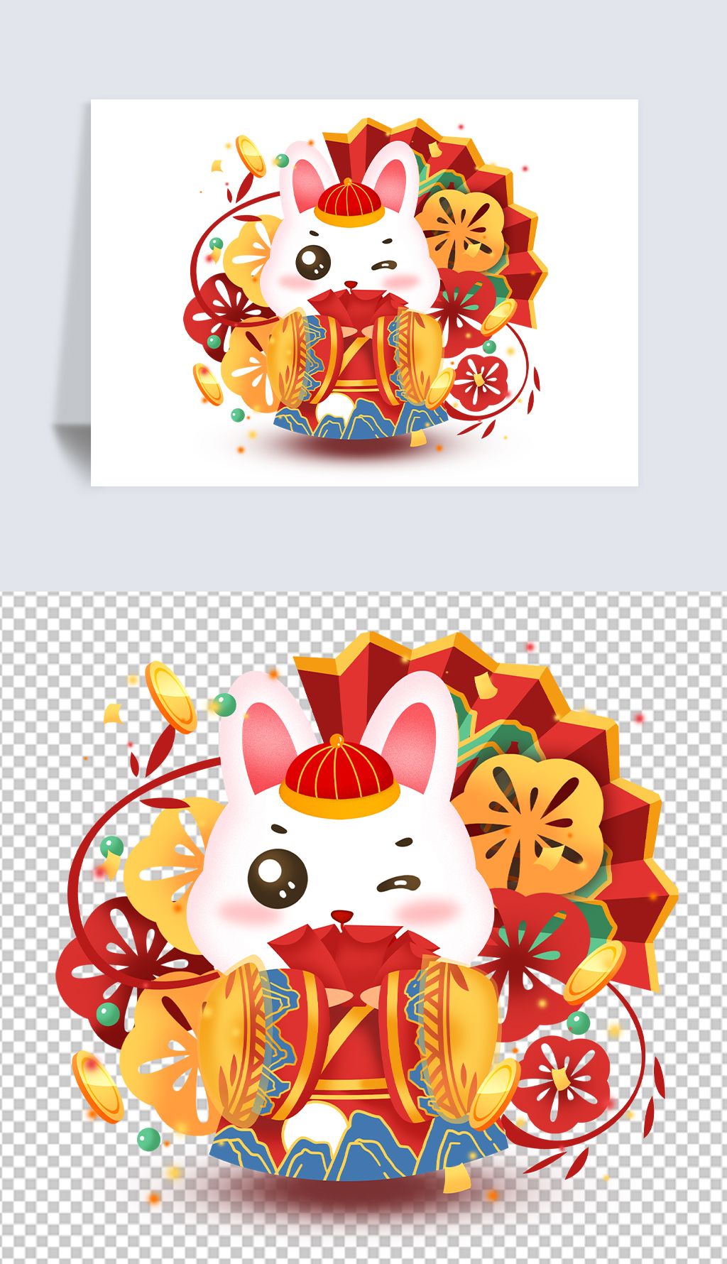 2023年新年春节元旦卡通可爱兔子喜庆祝福