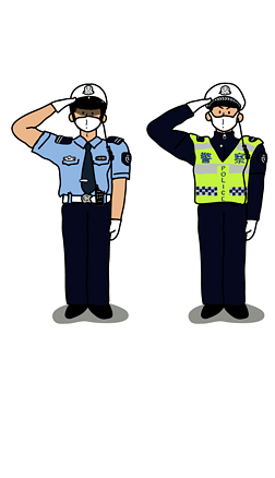 交警雨中插画|原创手绘疫情插画交警敬礼