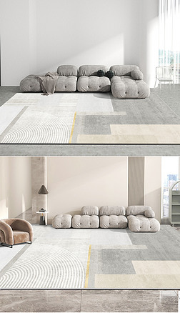 现代灰色简约轻奢几何线条玄关客厅地毯地垫