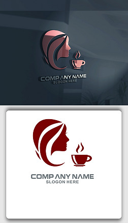 女人头像茶饮logo