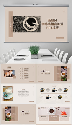 画册风咖啡店招商加盟ppt模板