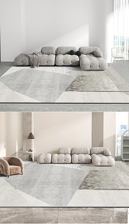 现代灰色简约轻奢几何创意玄关客厅地毯地垫