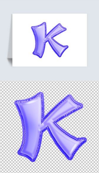 原创PSD大写字母K气球铝箔质感立体效果