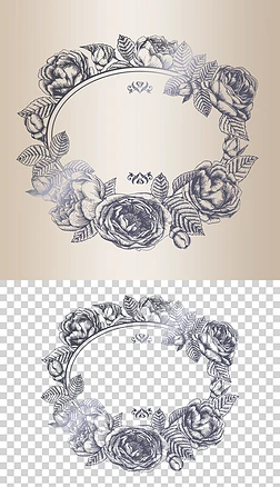 玫瑰花框时尚欧式花纹圆形花纹
