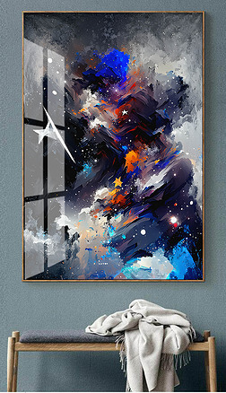 星空抽象装饰画玄关客厅餐厅手绘装饰画油画