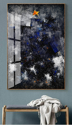 星空抽象装饰画玄关客厅餐厅手绘装饰画油画