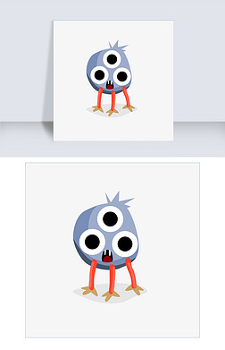 卡通三只眼睛的怪兽矢量素材