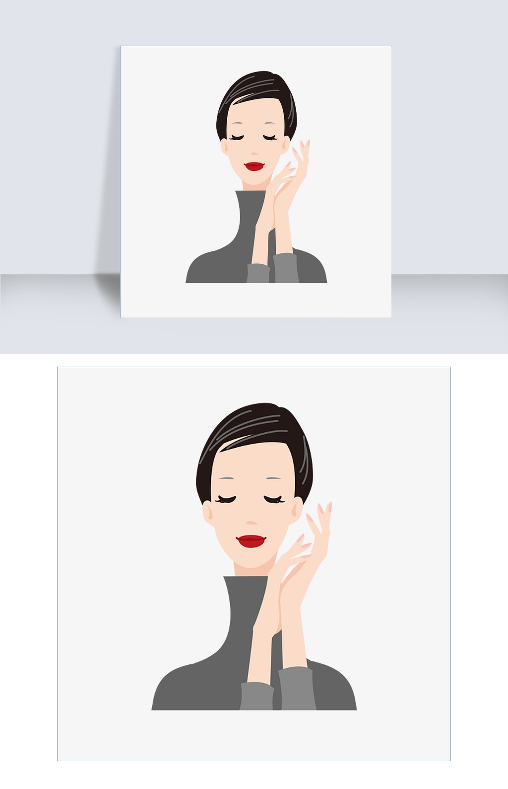 黑色短发美女免扣图