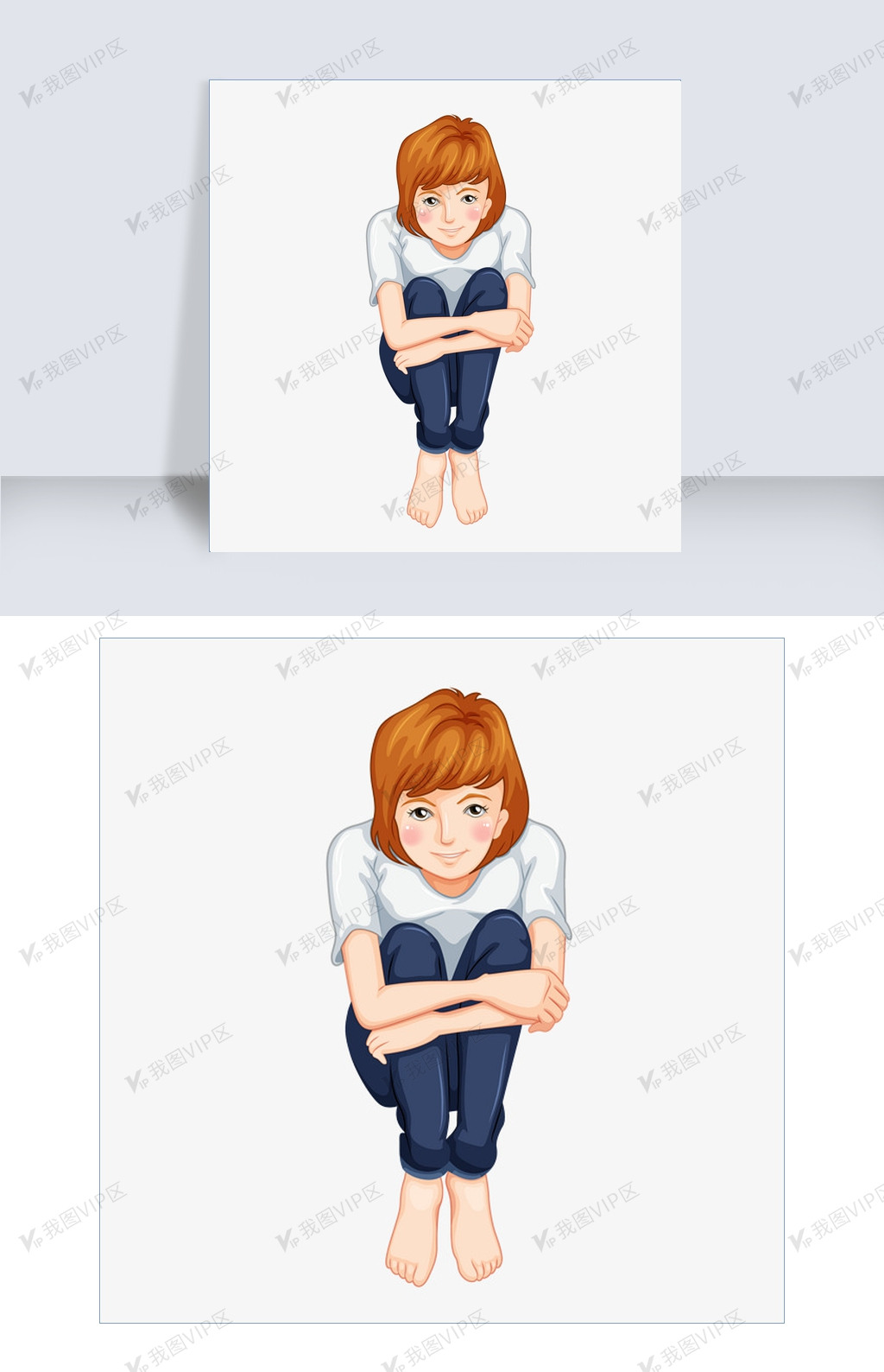 卡通俯视角度的小女孩矢量素材图片素材(eps格式)免费下载_动漫人物