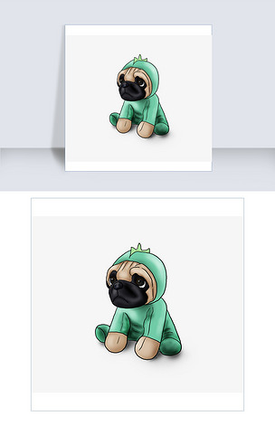 手绘可爱宠物斗牛犬