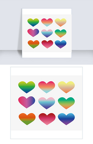 七彩渐变爱心图png矢量图