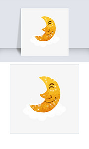 手绘卡通矢量月亮