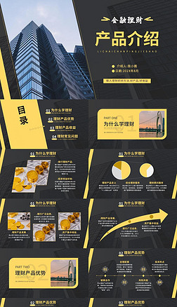 图文金色ppt模板|黑金图文风金融产品介绍ppt模板