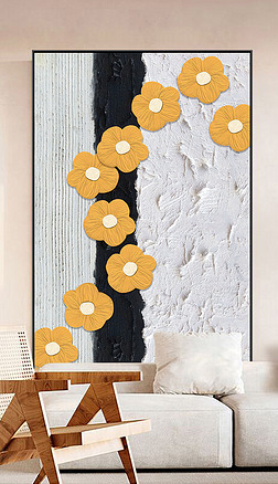 高级感现代北欧侘寂风花朵肌理玄关走廊装饰画