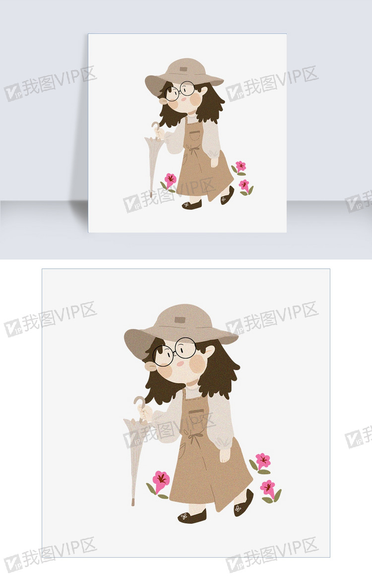 搭吊带外套卡通女孩插画图片素材(psb格式)下载_动漫人物大全-我图网