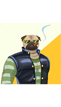 哈巴狗狗卡通拟人