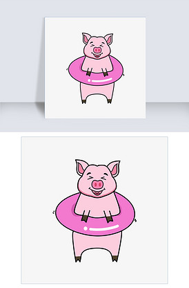 猪游泳表情包动画图片
