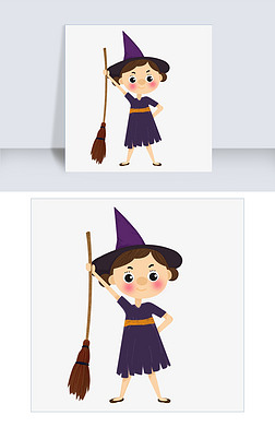 插画万圣节女巫设计素材
