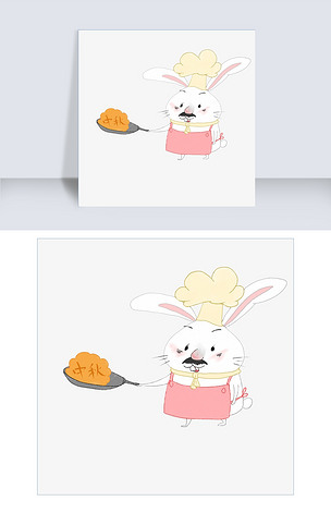 中秋节烹饪兔子卡通图片插画