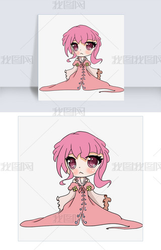 原创手绘可爱女孩png格式