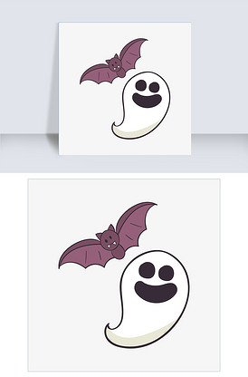 手绘万圣节幽灵蝙蝠装饰图案