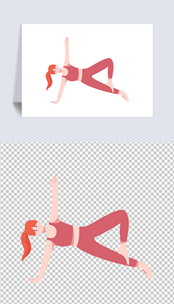 卡通女生练瑜伽矢量插画素材海报