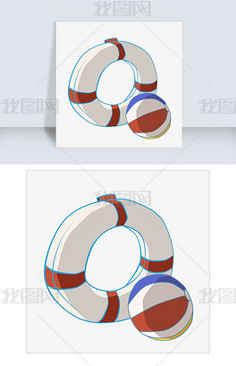 原创海滩游玩游泳圈插画版权可商用