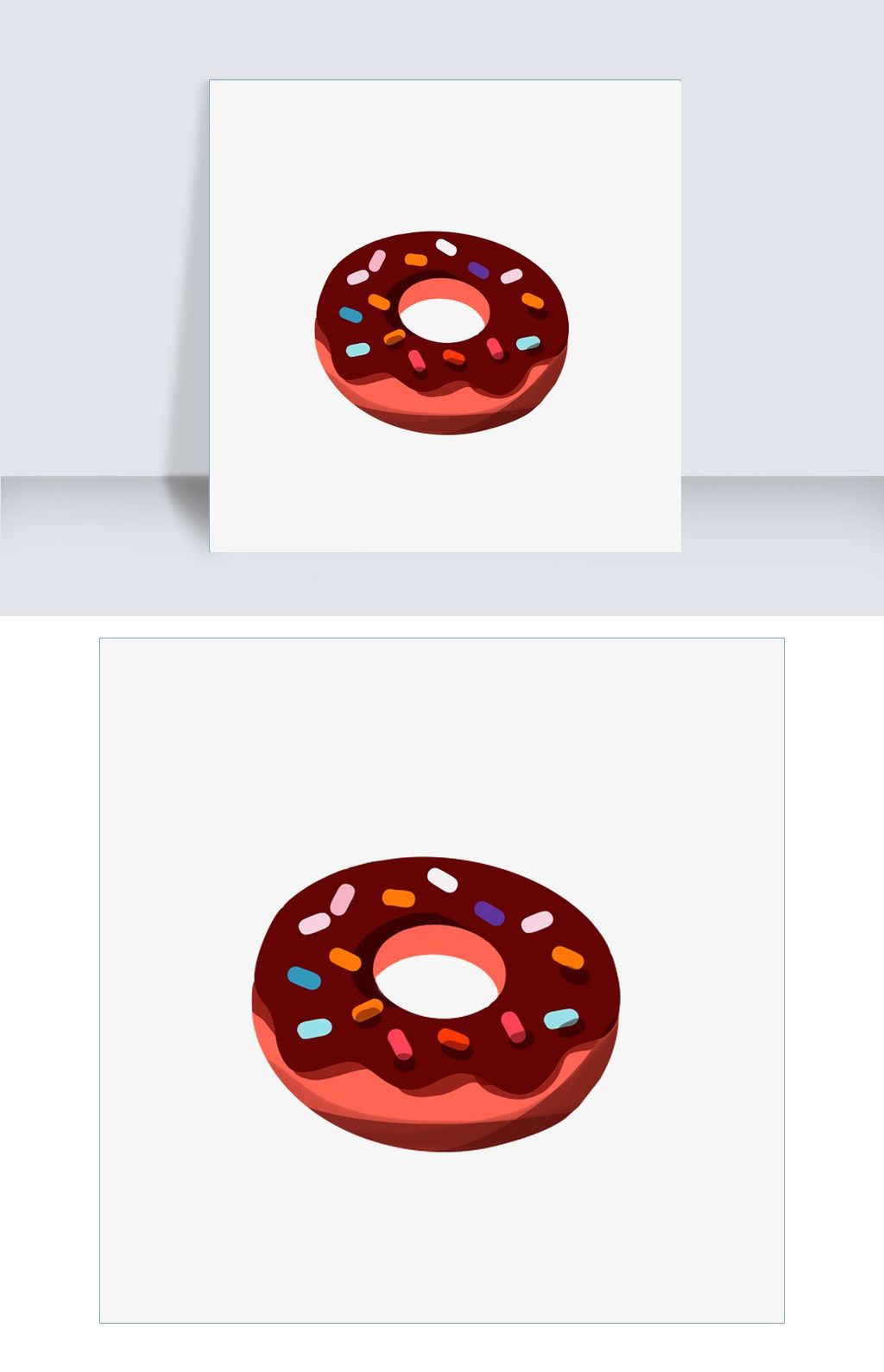 手绘美味甜点巧克力甜甜圈插画