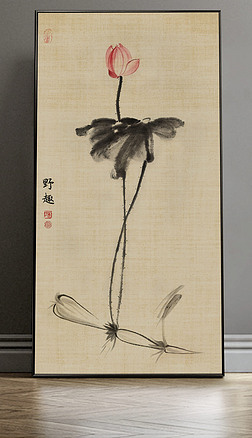 71新中式水墨禅意东方韵手绘国画荷花