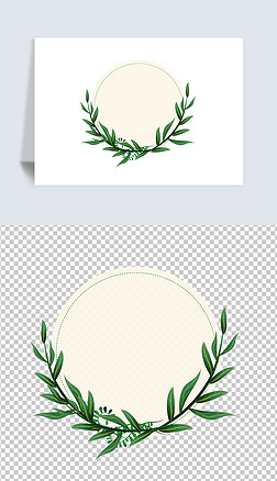 矢量绿色树叶环保主题文本框边框png素材