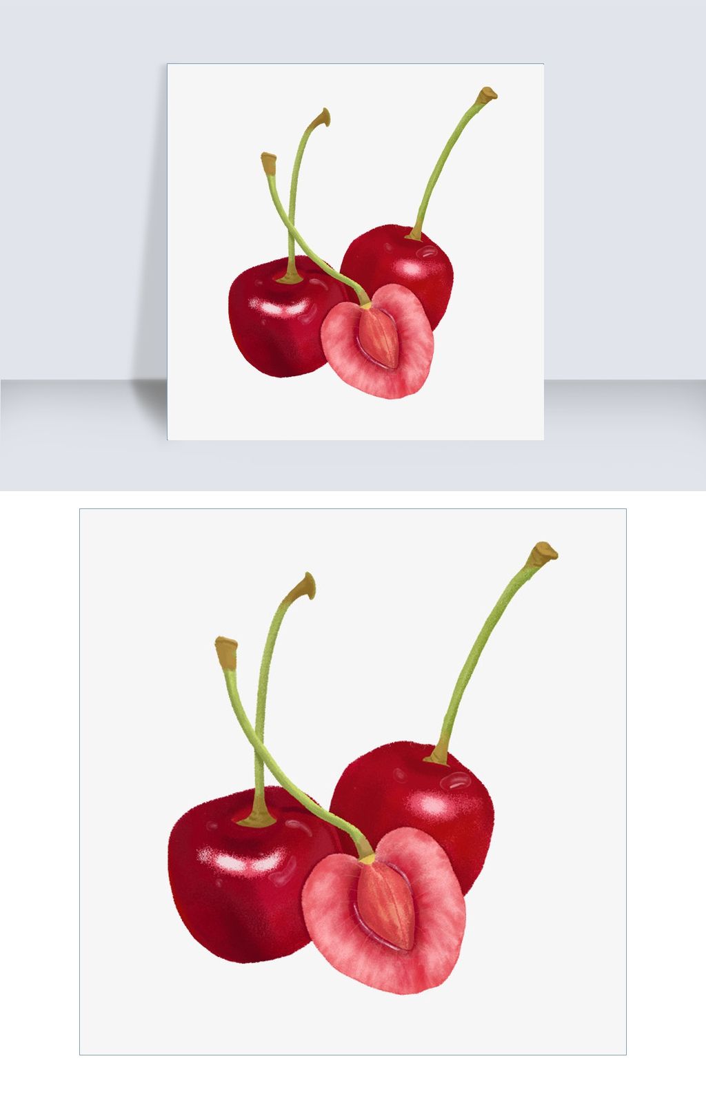 手绘半写实水果樱桃
