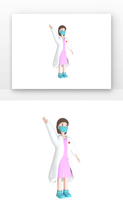 c4d卡通创意白衣天使医生打招呼3d元素