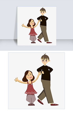 兄妹情深免抠元素|哥哥妹妹玩耍卡通形象