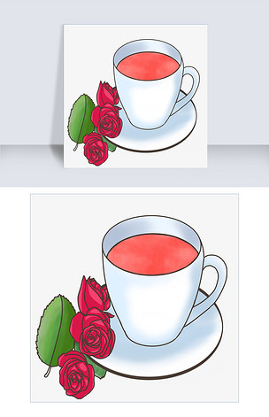 养生饮料玫瑰茶插画